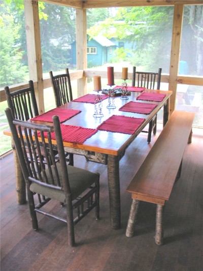dining table Adirondack Lake Placid New York
                vacation waterfront lakefront rental property house home
                camp